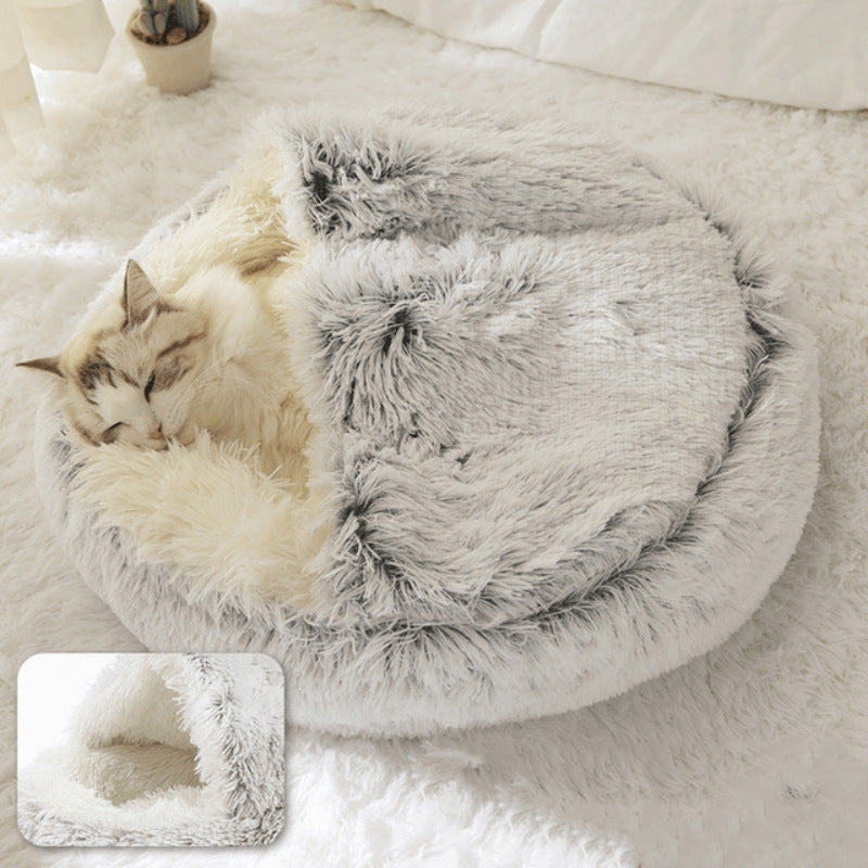 Cat bed - pet tent - kitten bed, dog pet, plush slippers, soft puppy sleeping bag, warm and comfortable, cat bed - gray - 40*40cm - Image 4