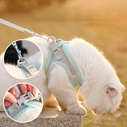 Cat Harness - Cat Harness and Leash Set - Soft, Adjustable, Escape-Proof Cat Leash - Breathable, Comfortable Vest for Easy Putting on, Suitable for Small Dogs and Kittens, Suitable for Outdoor Walks - Yellow XS - Image 2