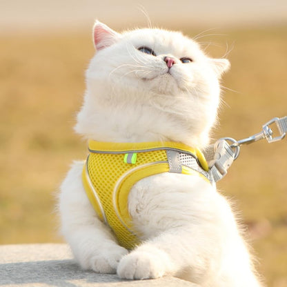 Cat Harness - Cat Harness and Leash Set - Soft, Adjustable, Escape-Proof Cat Leash - Breathable, Comfortable Vest for Easy Putting on, Suitable for Small Dogs and Kittens, Suitable for Outdoor Walks - Yellow XS - Image 5