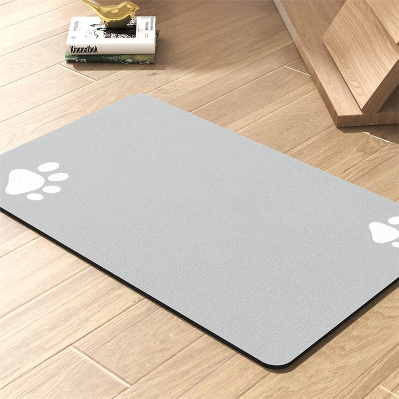 Dog and Cat Feeding Mats - Non-Slip, Super Absorbent Pet Bowl Mat with Footprint Logo - 24 x 16.9 Inches - Brown - Image 3