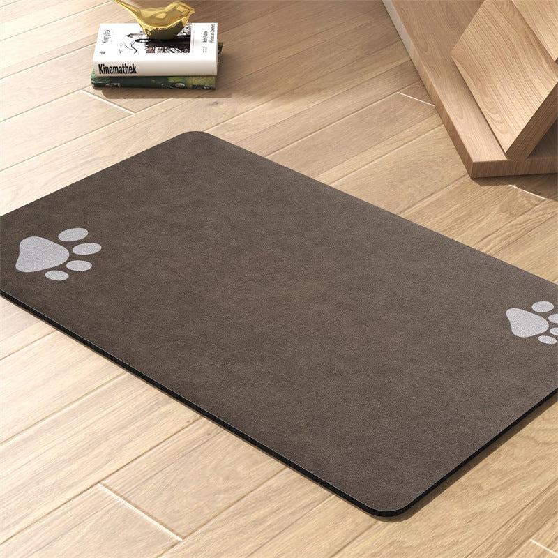 Dog and Cat Feeding Mats - Non-Slip, Super Absorbent Pet Bowl Mat with Footprint Logo - 24 x 16.9 Inches - Brown - Image 4