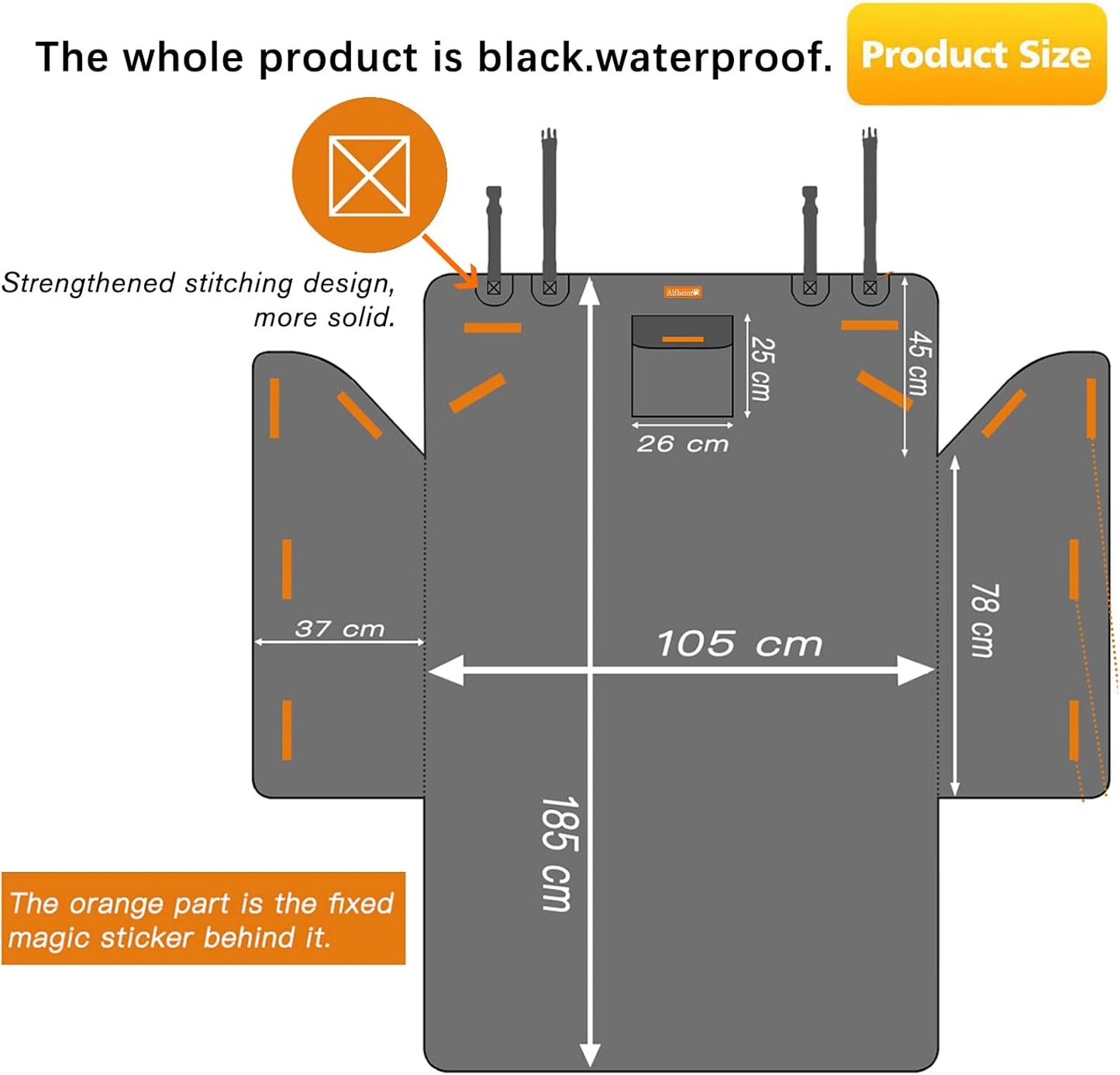 Dog Blanket Car Back Seat - Dog Trunk Liner - Non-Slip & Waterproof Backseat Cover for Pets - Durable Washable Trunk Liner for Travel - Suitable for Small and Medium Cars and Trucks - Black - Image 3