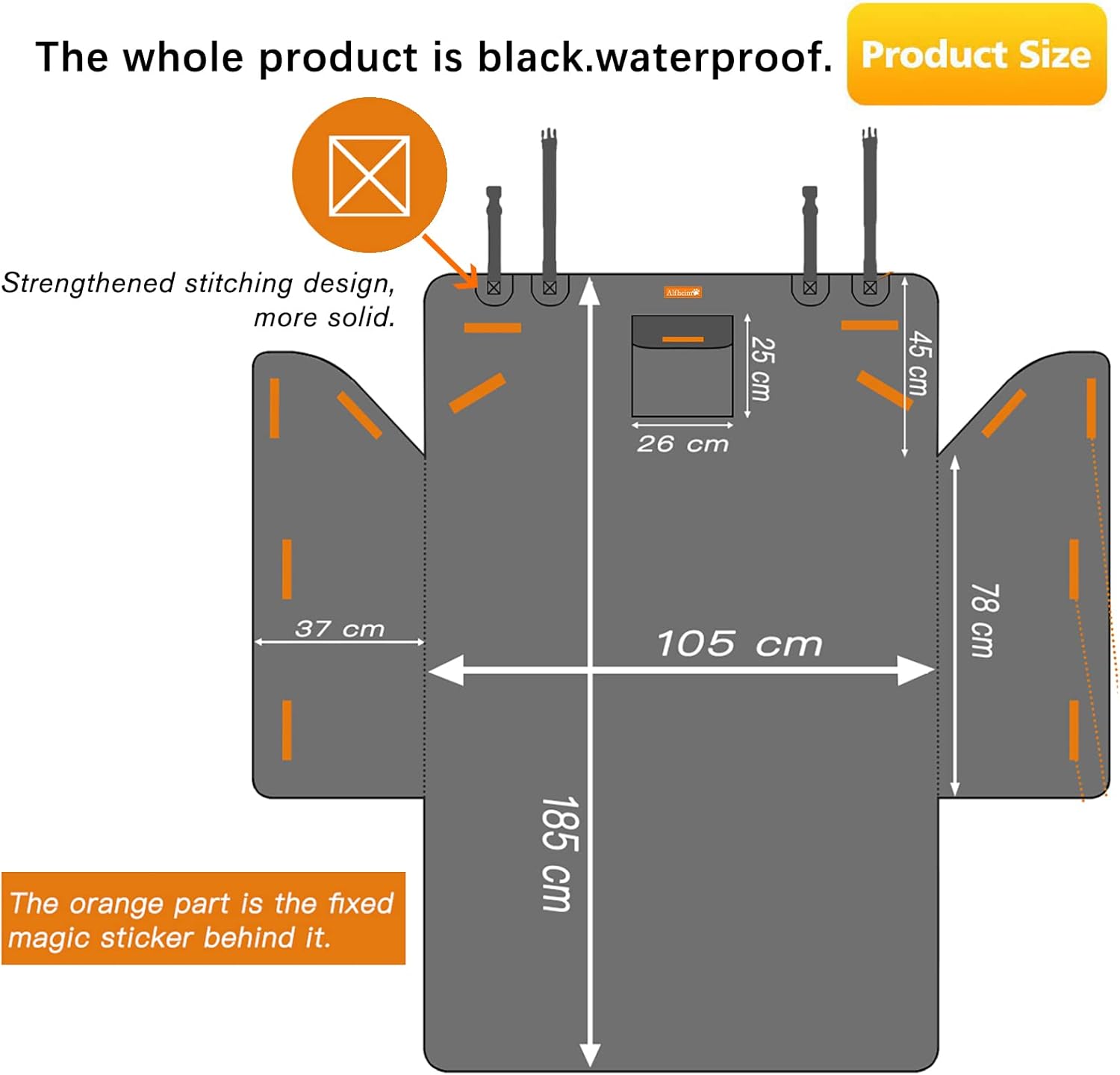 Dog Blanket Car Back Seat - Dog Trunk Liner - Non-Slip & Waterproof Backseat Cover for Pets - Durable Washable Trunk Liner for Travel - Suitable for Small and Medium Cars and Trucks - Black - Image 3