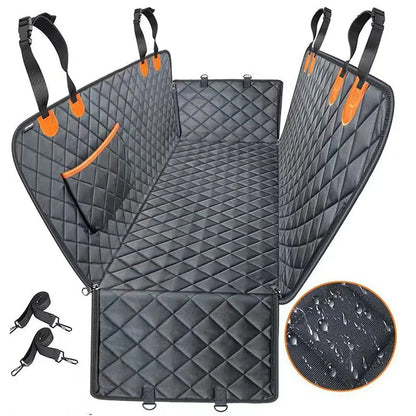 Waterproof Dog Car Seat Cover with Scratch-Resistant Quilted Fabric and Non-Slip Backing for Rear Seats and Travel, Black