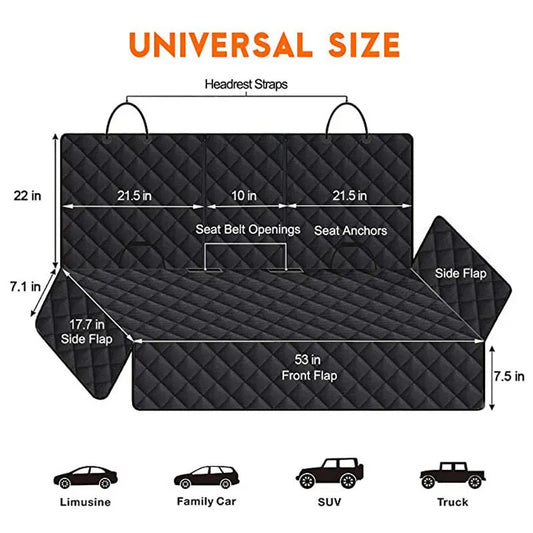 Dog Blanket Car Back Seat - Dog Car Seat Cover - Dog Back Seat Cover - Car Seat Protector - Waterproof Car Seat Cover - Non-Slip Back Seat Cover - Fits Most Cars, Trucks, and Center Armrests - Black - Image 3