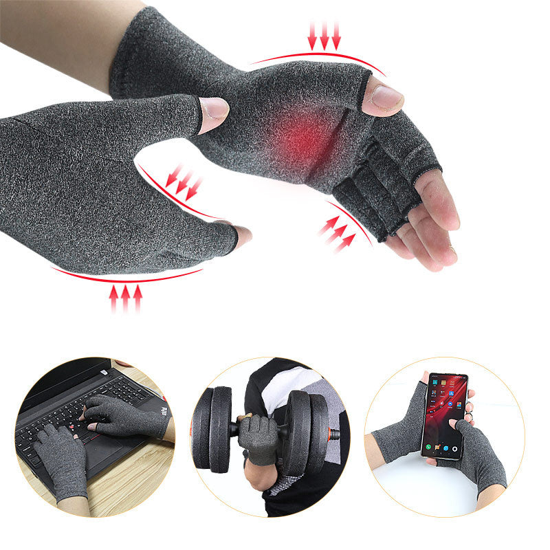 Rheumatism Gloves - Compression Gloves - Unisex - Osteoarthritis - Rheumatism - Arthritis - Repetitive Strain Injury- Carpal Tunnel Syndrome-M - Gray - Image 2