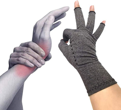 Rheumatism Gloves - Compression Gloves - Unisex - Osteoarthritis - Rheumatism - Arthritis - RSI - Carpal Tunnel Syndrome - XL - Heather Grey Half Finger Gel - Image 4