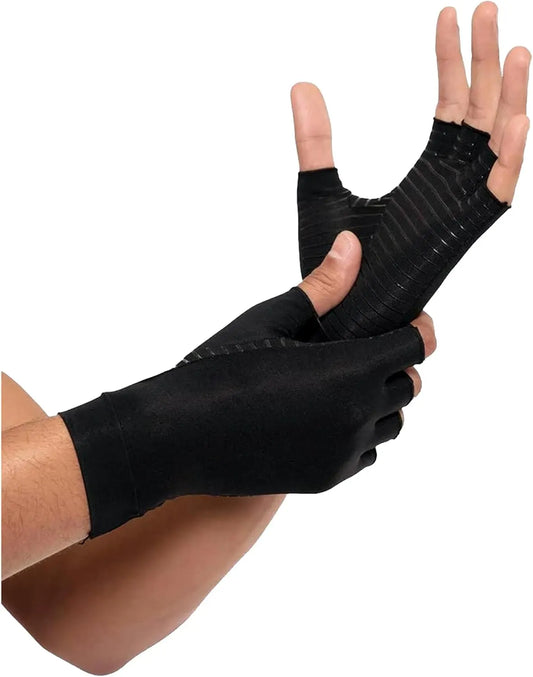 Copper Compression Arthritis Gloves with Open Fingers for Hand Support, Rheumatism, RSI and Carpal Tunnel Relief, Size XL