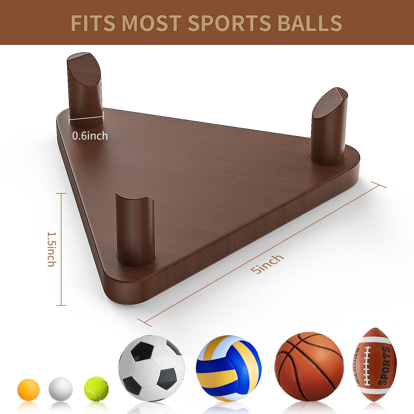 Ball Stand - Wooden Ball Display Stand - For Football, Basketball, Rugby, Volleyball, Sports Ball Storage Rack - Solid Wood Trophy Signature Souvenir Display Box - Image 2
