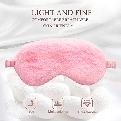 Faux Fur Eye Mask - Soft and Smooth Satin Eye Mask - Sleeping Eye Mask - 2-Pack (Pink + Yellow-Pink) - Image 2