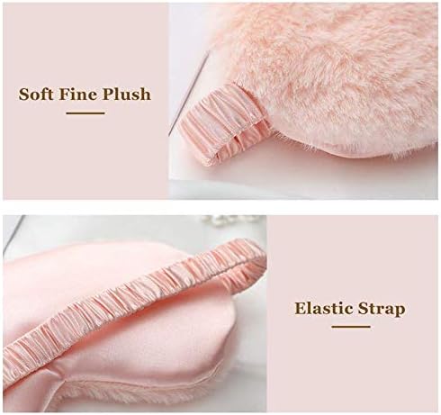 Faux Fur Eye Mask - Soft and Smooth Satin Eye Mask - Sleeping Eye Mask - 2-Pack (Pink + Yellow-Pink) - Image 3