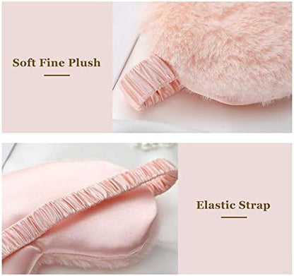 Faux Fur Eye Mask - Soft and Smooth Satin Eye Mask - Sleeping Eye Mask - 2-Pack (Pink + Yellow-Pink) - Image 3