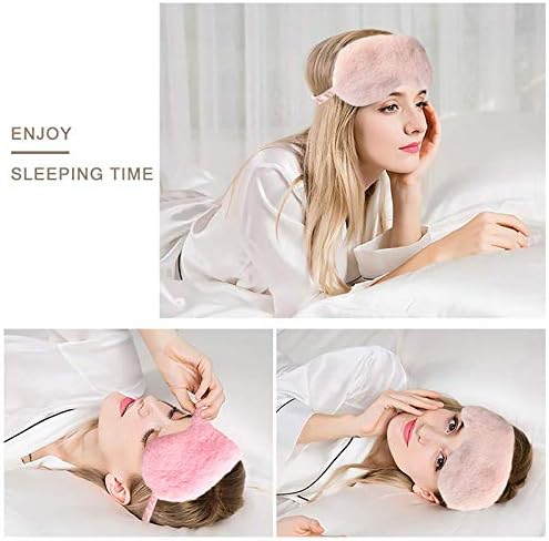 Faux Fur Eye Mask - Soft and Smooth Satin Eye Mask - Sleeping Eye Mask - 2-Pack (Pink + Yellow-Pink) - Image 4
