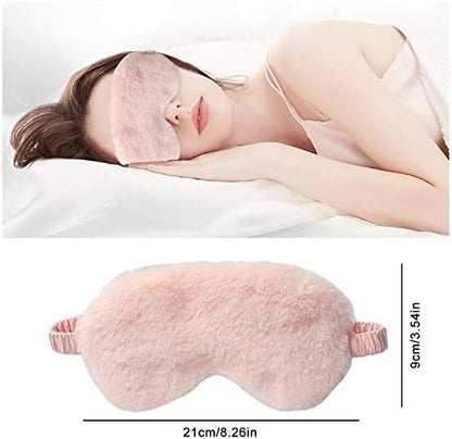 Faux Fur Eye Mask - Soft and Smooth Satin Eye Mask - Sleeping Eye Mask - 2-Pack (Pink + Yellow-Pink) - Image 5