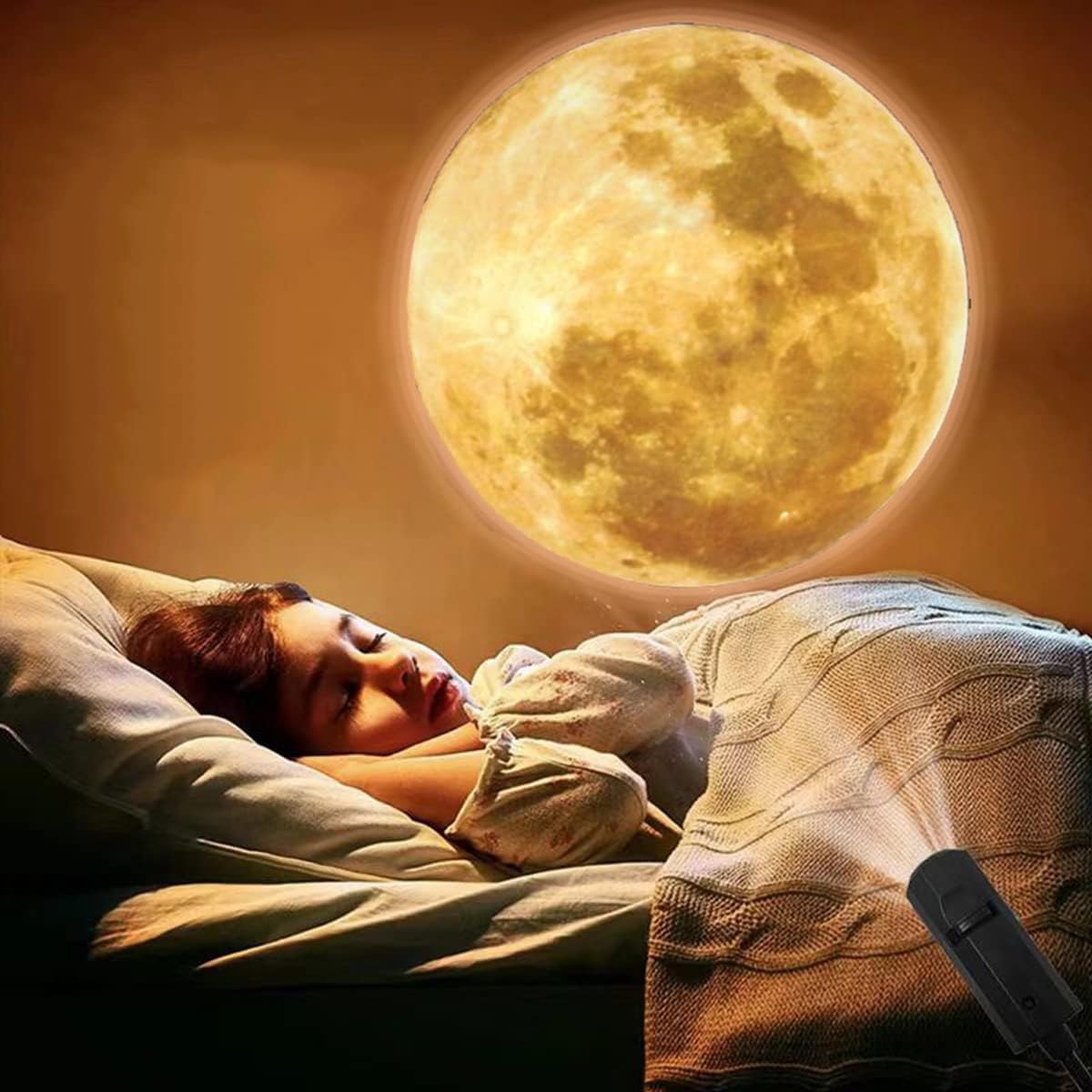 Night Light - Projector - Moon Lamp - Moon Projection - USB - Perfect for Bedroom Selfies - Bedroom Ceiling, Room Decoration - Image 3