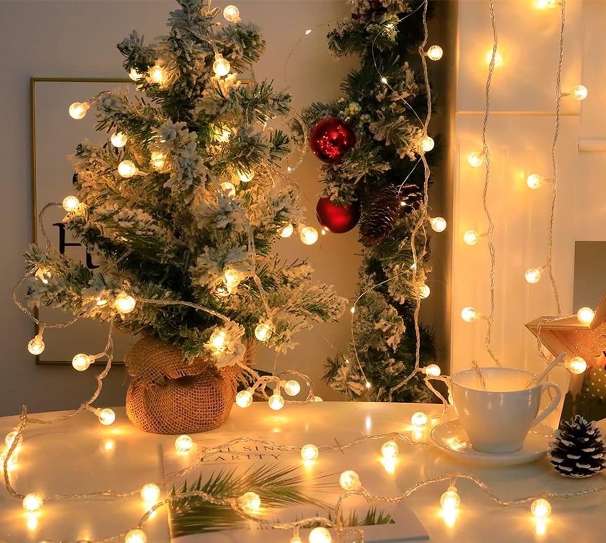 LED string lights with balls - battery operated - suitable for family gatherings, patios, gardens and weddings (6 m, 40 LEDs, warm color) - Image 2
