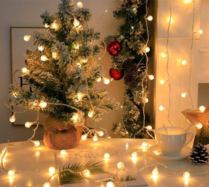 LED string lights with balls - battery operated - suitable for family gatherings, patios, gardens and weddings (6 m, 40 LEDs, warm color) - Image 2