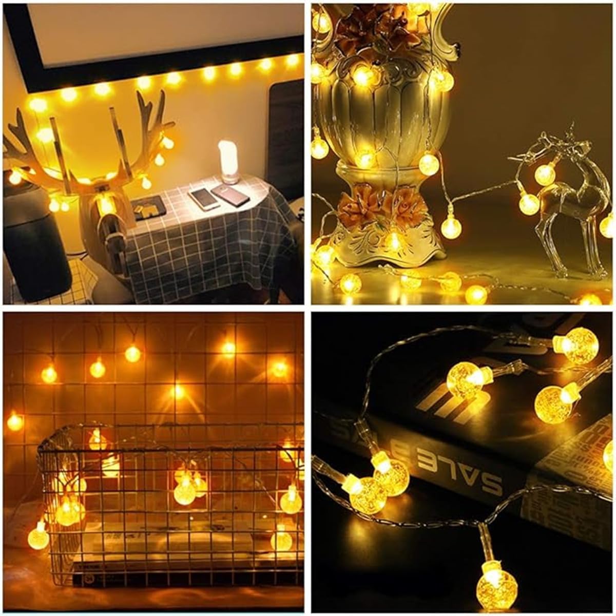 LED string lights with balls - battery operated - suitable for family gatherings, patios, gardens and weddings (6 m, 40 LEDs, warm color) - Image 3