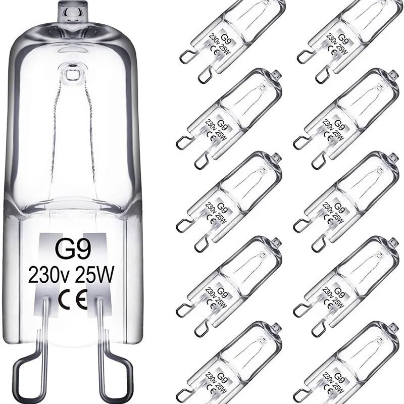 Halogen lamp - G9 Clear halogen lamp - Warm yellow light - 230V 25W - Suitable for pendant lamps - 10 pieces