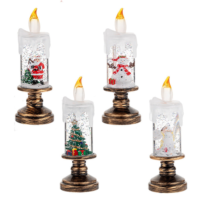 LED Candles - LED Christmas Flameless Candle Lamp - Suitable for Home Decoration - Christmas Snowball Candle - Rotating Candle Desk Night Light - Christmas Window Candle Holder - Battery Operated - Santa Claus - Image 2
