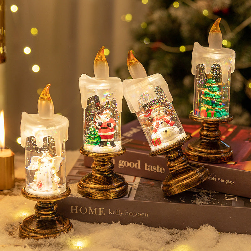 LED Candles - LED Christmas Flameless Candle Lamp - Suitable for Home Decoration - Christmas Snowball Candle - Rotating Candle Desk Night Light - Christmas Window Candle Holder - Battery Operated - Snowman - Image 5