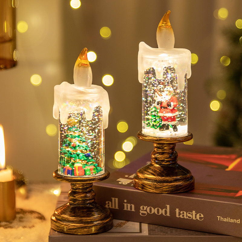 LED Candles - LED Christmas Flameless Candle Lamp - Suitable for Home Decoration - Christmas Snowball Candle - Rotating Candle Desk Night Light - Christmas Window Candle Holder - Battery Operated - Christmas tree - Image 3