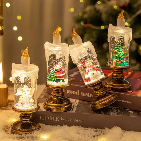 Battery Operated LED Snow Globe Candle with Rotating Glitter Water, Flameless Christmas Table Light for Holiday Home Decor, Christmas Tree - Image 5