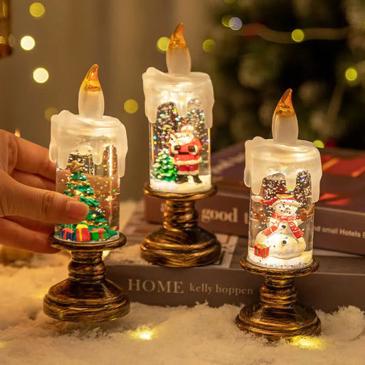 Battery Operated LED Snow Globe Candle with Rotating Glitter Water, Flameless Christmas Table Light for Holiday Home Decor, Angel - Image 4