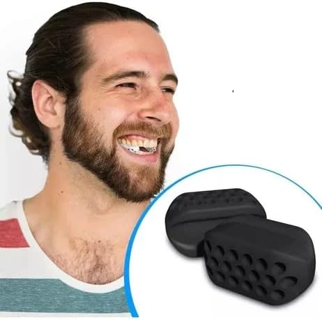 Jawline Trainer - Silicone Jaw Trainer - Powerful jaw trainer and jawline shaper for all levels - Slimmer, firmer and contours the face - 2 pieces (black + white) - Image 3