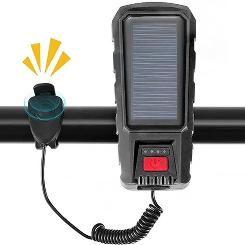 Bicycle Light - Bicycle Front Light - Rechargeable - Solar Powered with High Durability, Dual Lights Ultra-Bright with Horn Function, USB Rechargeable - Image 2