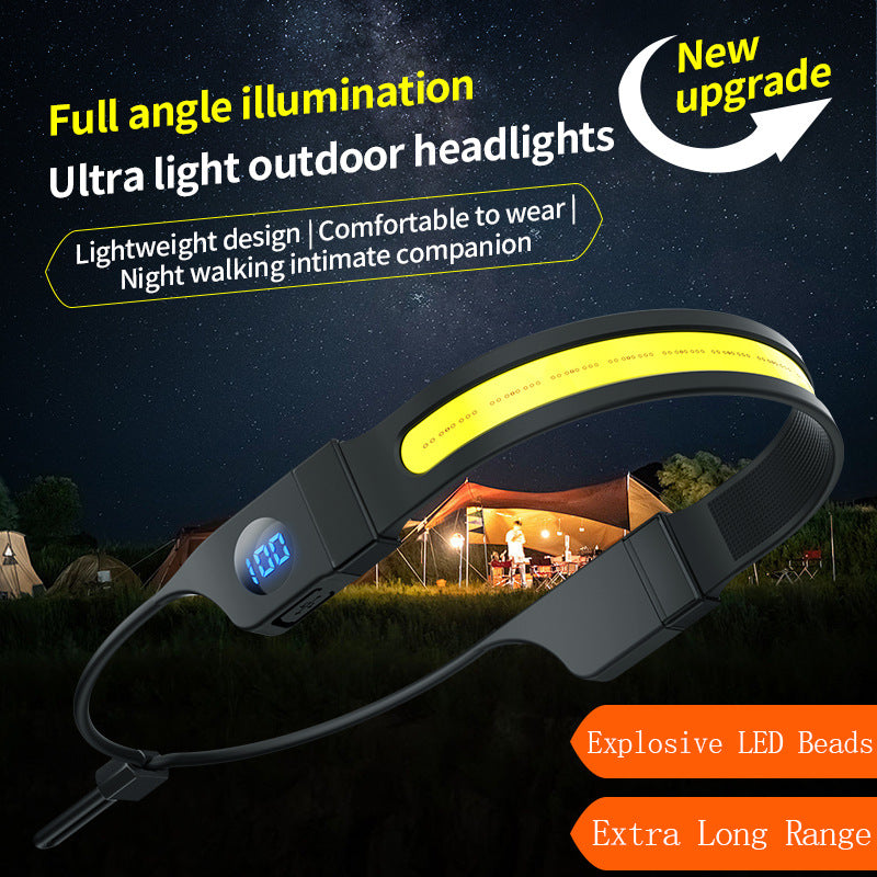 LED Headlamp - 230° Wide Beam - Rechargeable Headlamp with Digital Battery Display - 500 Lumens - Waterproof USB Headlamp for Camping, Running, Hiking - Adjustable Silicone Strap - Image 3