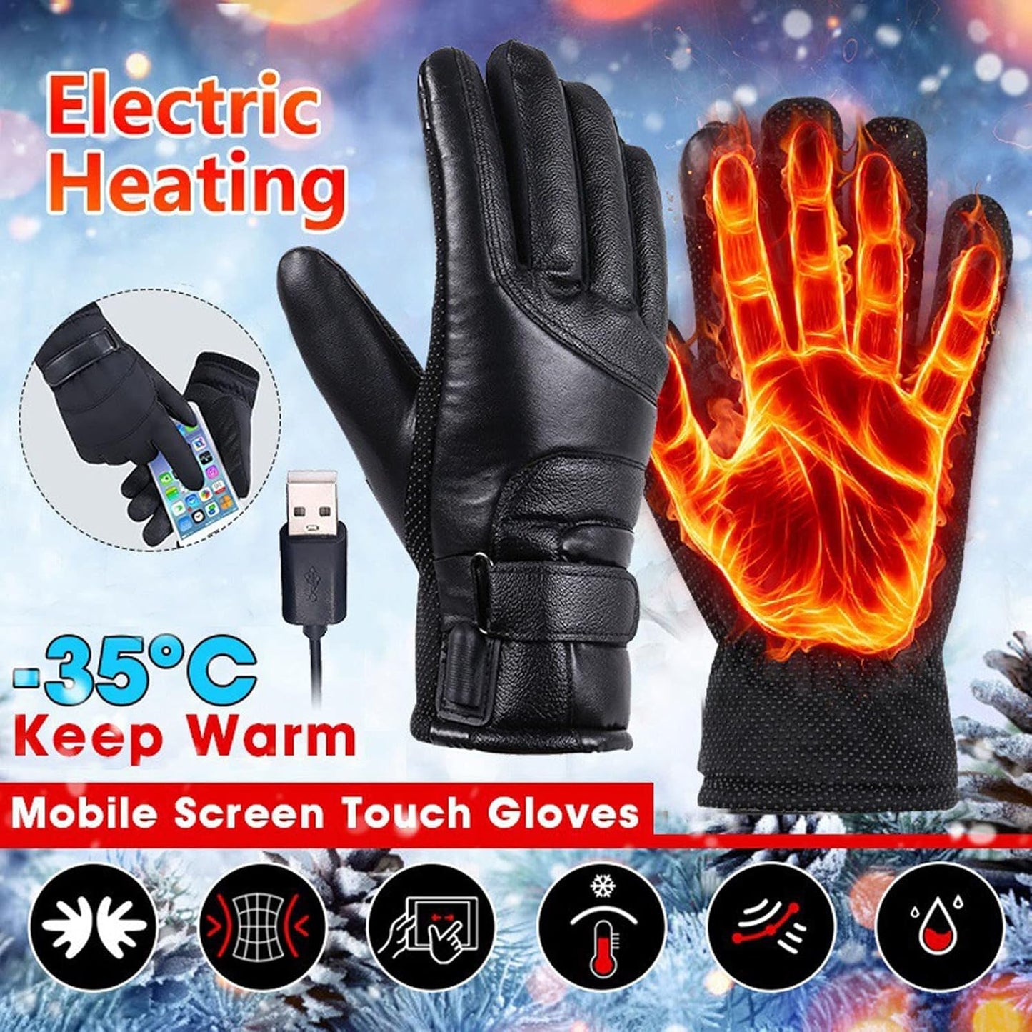 Electric Heated Gloves - USB Rechargeable, Waterproof & Breathable with Adjustable Fit for Skiing, Cycling, Hiking & Outdoor Adventures – Ideal for Cold Weather Conditions - Image 3