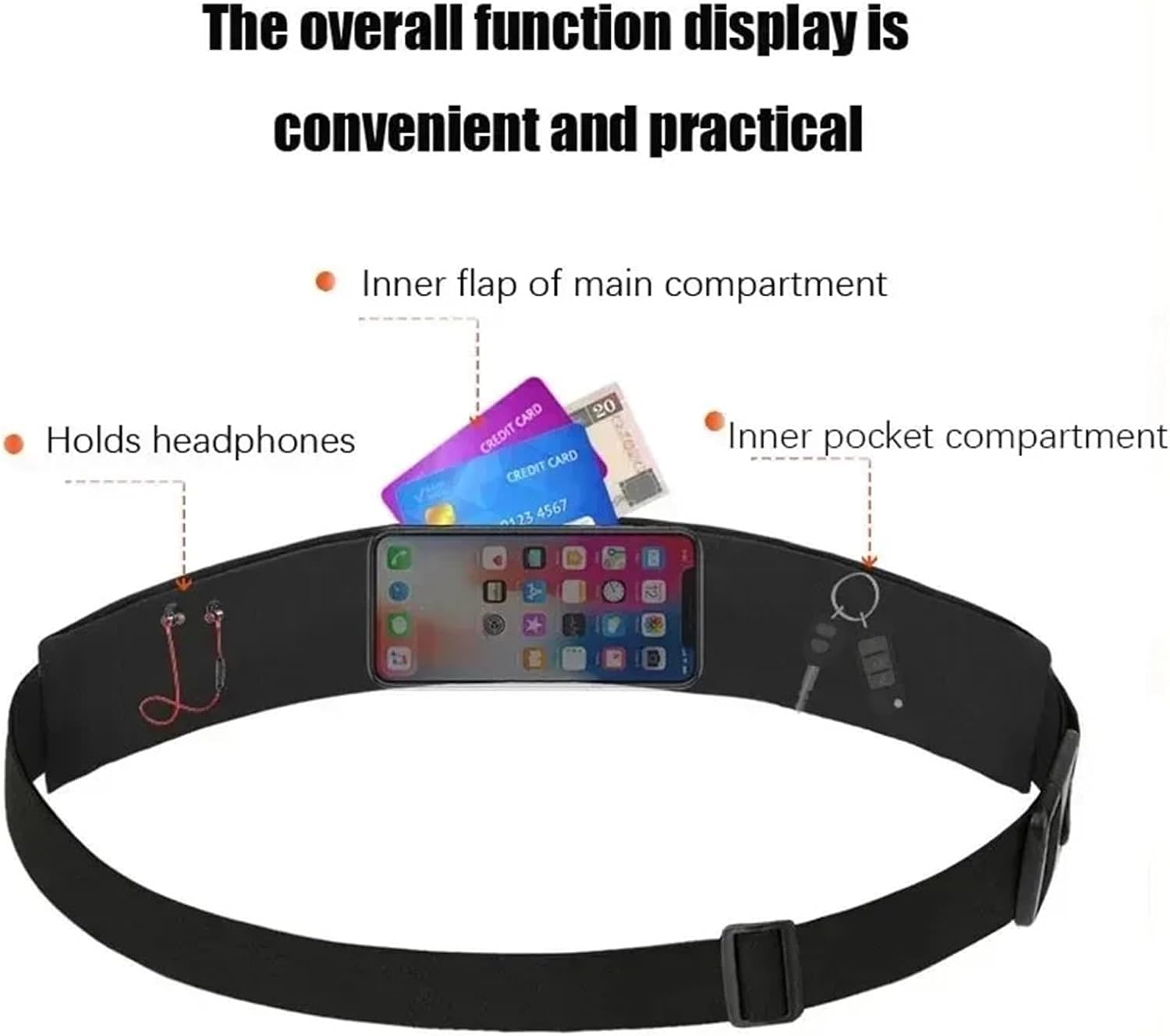 Sports Fanny Pack - Running Belt - Waterproof Waist Bag for Men and Women - Suitable for Money, Phone, Keys, Reflective Strips for Night Running and Cycling, Ideal for Training and Sports Accessories - Image 4