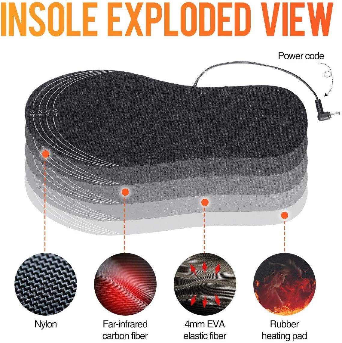 Heated Insoles Rechargeable - Reusable Cut to Size - Washable Electric Heating Insole USB - Warm Insoles for Winter Men Women - Image 5