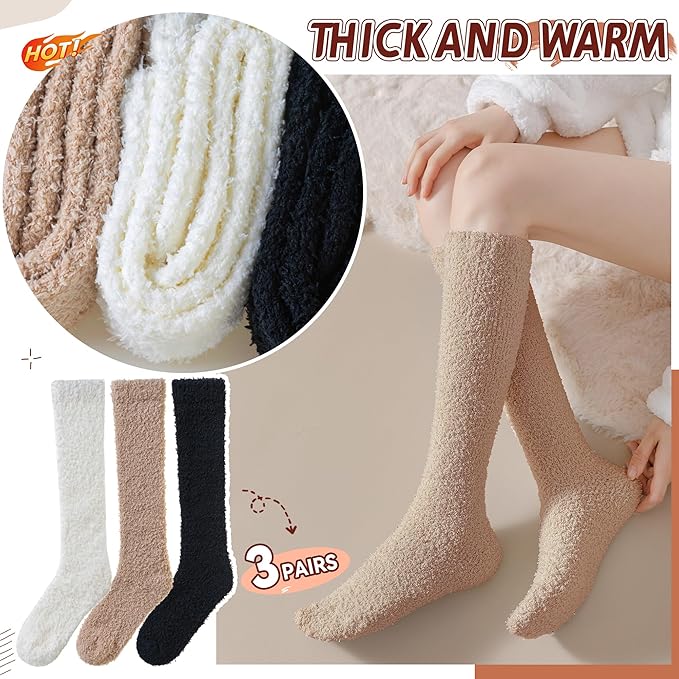 Fleece Socks - Fall/Winter Series - Thick Boot Socks - Double-Sided Velvet - Soft and Fluffy - Non-Fluffing - One Size - 3 Pairs - Image 2
