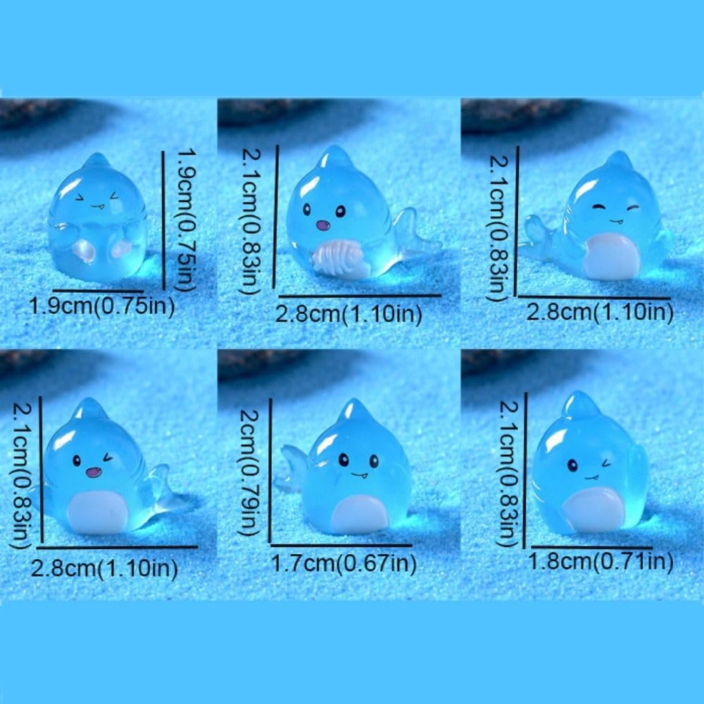 Aquarium Decoration – Ornaments – Mini Ocean Resin Animals – Luminous Mini Shark Figures – Durable & Non-Fading Resin – Glow-in-the-Dark Sea Animals – For Fairy Garden, Micro Landscape, Aquarium & Home Decor – Pack of 6 - Image 2