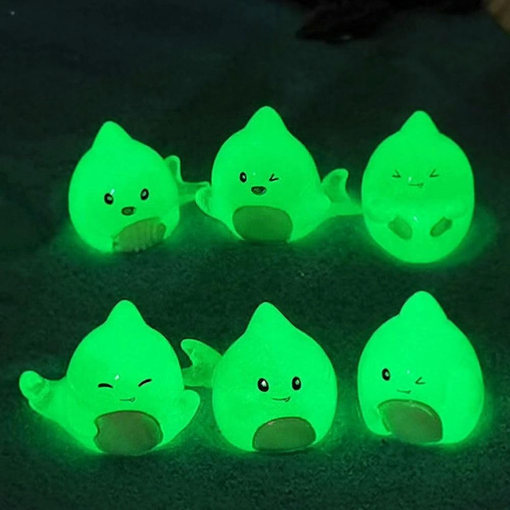 Aquarium Decoration – Ornaments – Mini Ocean Resin Animals – Luminous Mini Shark Figures – Durable & Non-Fading Resin – Glow-in-the-Dark Sea Animals – For Fairy Garden, Micro Landscape, Aquarium & Home Decor – Pack of 6 - Image 3