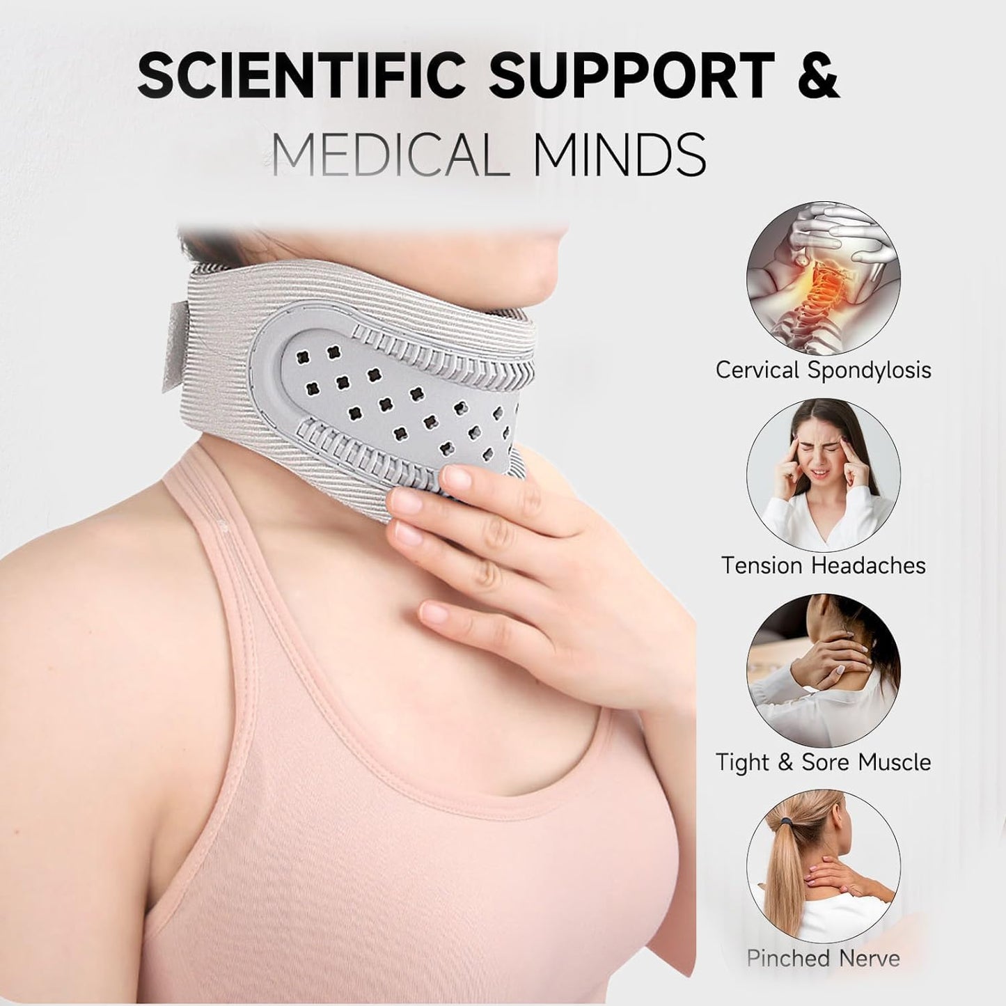 Neck Brace - Neck Pain - Neck Brace for Pain Relief and Support, Soft Adjustable Cervical Collar, Neck Traction Device, Neck Protectors for Spinal Stability and Alignment, Neck Pressure Relief for Men and Women - Gray - Image 4