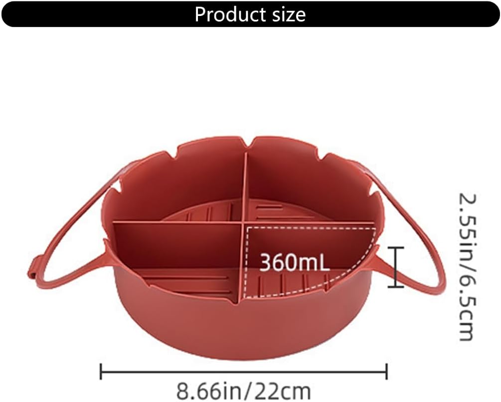 Airfryer Accessories – Airfryer Baking Tray – Silicone Airfryer Basket Liner with Four-Compartment Divider – Oven Safe Grilling Mats – Silicone Airfryer Bowl for Baking & Cooking – Gray – 1 Piece - Image 2