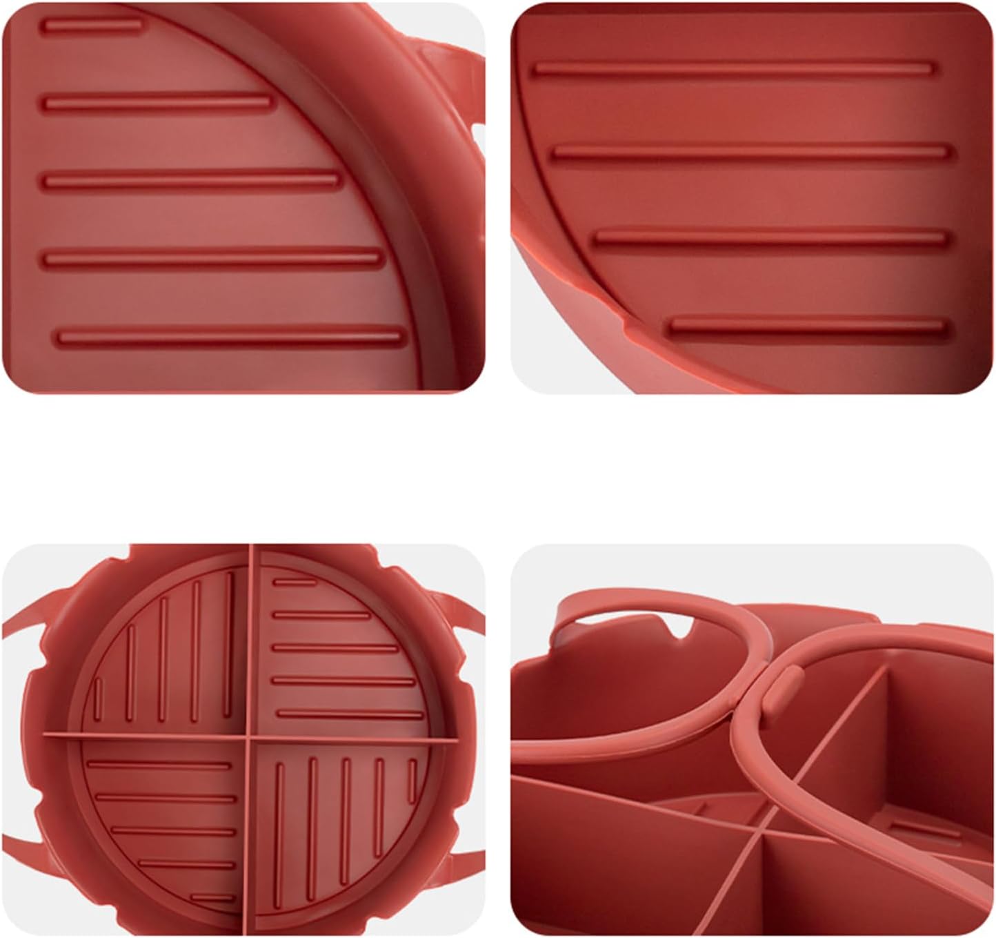 Airfryer Accessories – Airfryer Baking Tray – Silicone Airfryer Basket Liner with Four-Compartment Divider – Oven Safe Grilling Mats – Silicone Airfryer Bowl for Baking & Cooking – Gray – 1 Piece - Image 5