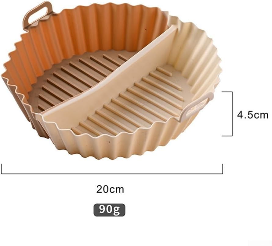 Airfryer baking tray – Airfryer accessories – Round Silicone Baking Tray with Division – Non-Stick Heat-resistant Baking Pan for Oven & Airfryer – Suitable for Cakes, Cookies & Muffins – 20×20×4.5 cm – Off White – 2 pieces - Image 2