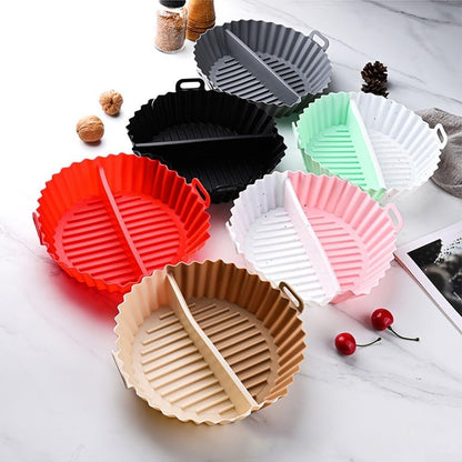 Airfryer baking tray – Airfryer accessories – Round Silicone Baking Tray with Division – Non-Stick Heat-resistant Baking Pan for Oven & Airfryer – Suitable for Cakes, Cookies & Muffins – 20×20×4.5 cm – Off White – 2 pieces - Image 5