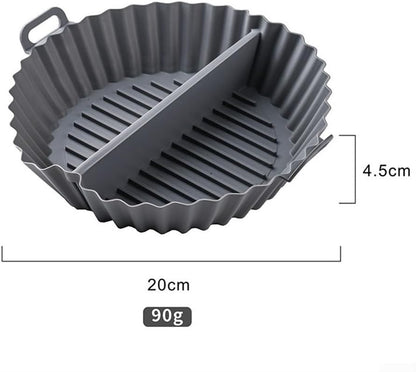 Airfryer baking tray – Airfryer accessories – Round Silicone Baking Tray with Division – Non-Stick Heat Resistant Baking Pan for Oven & Airfryer – Suitable for Cakes, Cookies & Muffins – 20×20×4.5 cm – Gray – 2 pieces - Image 2