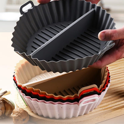 Airfryer baking tray – Airfryer accessories – Round Silicone Baking Tray with Division – Non-Stick Heat Resistant Baking Pan for Oven & Airfryer – Suitable for Cakes, Cookies & Muffins – 20×20×4.5 cm – Gray – 2 pieces - Image 5