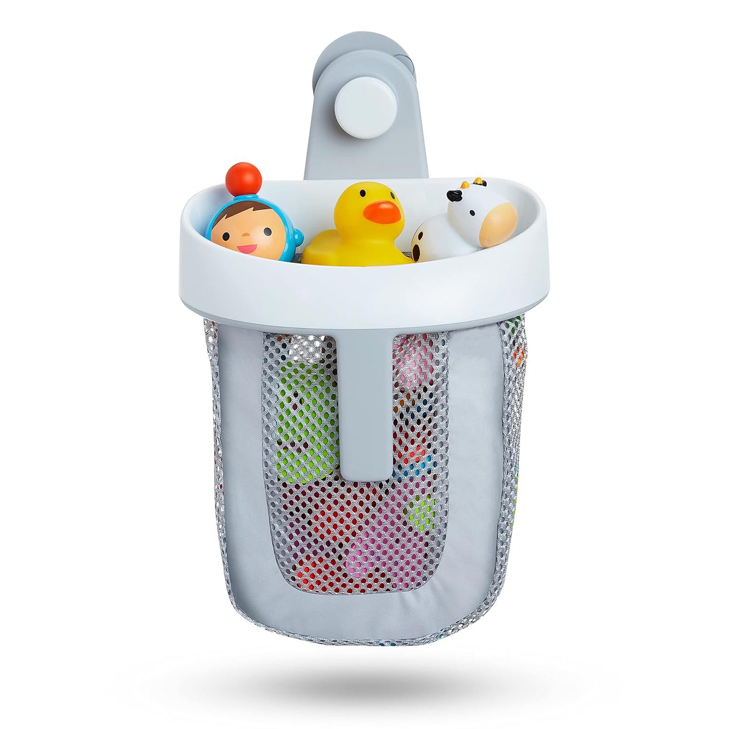 Toy Storage Bag Bathroom Rack Storage Bag for Bathroom with Quick Dry Net, Super Strong Suction Cup, Easy to Attach to Tiles and Bath Wall - Gray