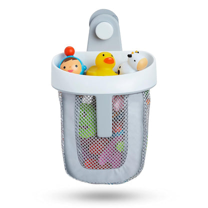 Toy Storage Bag Bathroom Rack Storage Bag for Bathroom with Quick Dry Net, Super Strong Suction Cup, Easy to Attach to Tiles and Bath Wall - Gray