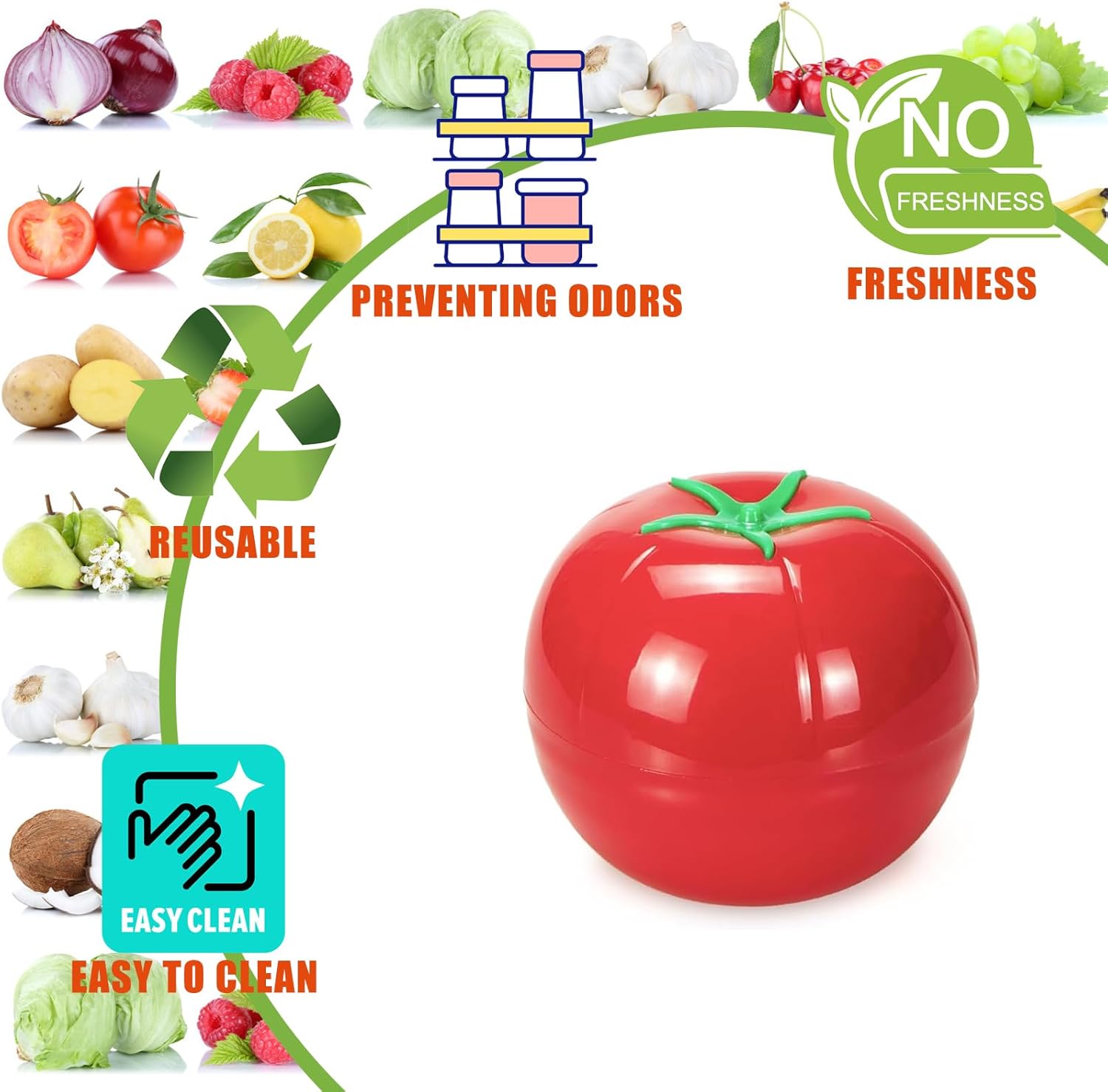 Vegetable Storage Box - Storage Box - 3 Piece Fresh Storage Box Set - Avocado, Tomato & Onion - Reusable Food Storage Containers with Lid - Image 5