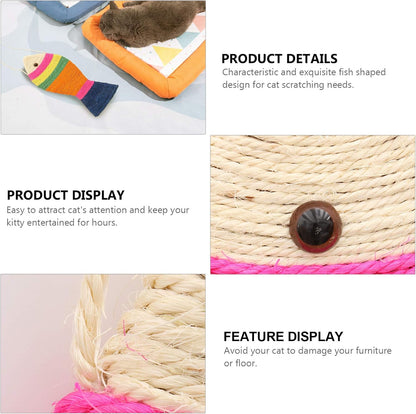 Interactive Cat Toys - Cat Toys - Intelligence Cat Toys - Sisal Scratching Mat in Fish Shape - Durable Scratching Toys for Cats - Protects Furniture & Provides Long-Lasting Fun - 3 Pieces - Image 2