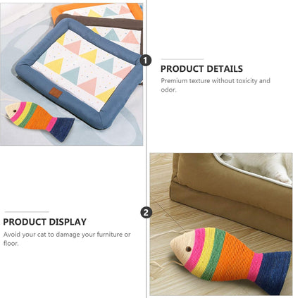 Interactive Cat Toys - Cat Toys - Intelligence Cat Toys - Sisal Scratching Mat in Fish Shape - Durable Scratching Toys for Cats - Protects Furniture & Provides Long-Lasting Fun - 3 Pieces - Image 3