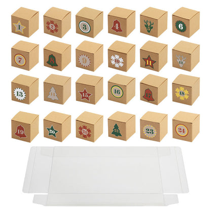 Christmas Box – Candy Boxes – Advent Calendar 1-24 Set – Refillable Countdown Box with Kraft Paper Boxes & Empty PVC Candy Containers for DIY Christmas Decoration & Gifts - Image 2
